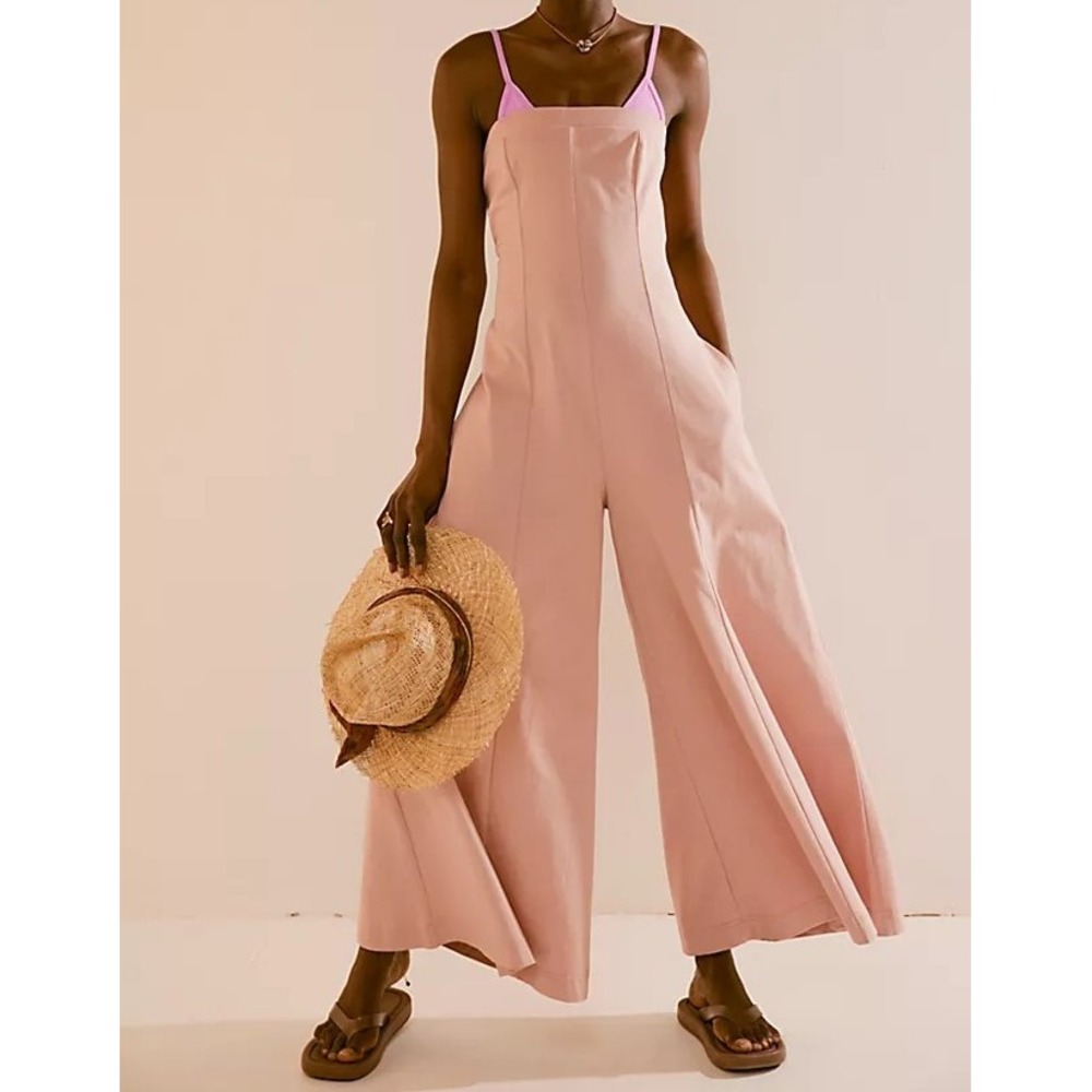 Free People Kamora One-Piece Jumpsuit Strapless Wide Leg‎ Rose Pink OB1763361 S